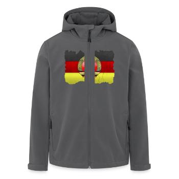 DDR Wappen auf Deutschlandfahne in Stein - Recycelte Männer Softshell-Jacke von Stanley/Stella - Anthrazit - Vorne - AI Model Male 185 light (185cm)