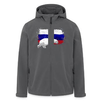 Russia Flag - Polar Bear - Recycelte Männer Softshell-Jacke von Stanley/Stella - Anthrazit - Vorne - AI Model Male 185 light (185cm)