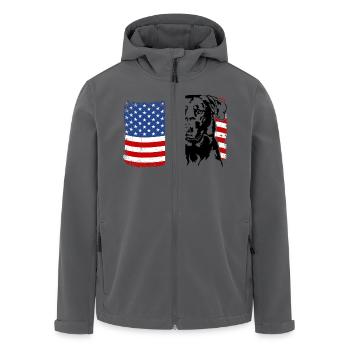 BEAUCERON Amerika Fahne Hunde Wilsigns - Recycelte Männer Softshell-Jacke von Stanley/Stella - Anthrazit - Vorne - AI Model Male 185 light (185cm)
