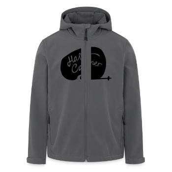 Fröhlicher Wohnwagen Individuelles Geschenk - Recycelte Männer Softshell-Jacke von Stanley/Stella - Anthrazit - Vorne - AI Model Male 185 light (185cm)