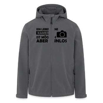 ein leben ohne kamera - Recycelte Männer Softshell-Jacke von Stanley/Stella - Anthrazit - Vorne - AI Model Male 185 light (185cm)