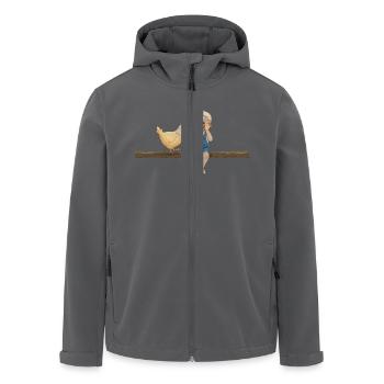 Junge mit Huhn und Mais - Recycelte Männer Softshell-Jacke von Stanley/Stella - Anthrazit - Vorne - AI Model Male 185 light (185cm)
