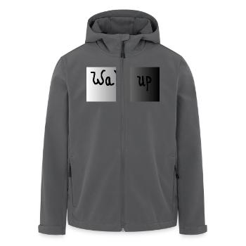 Wake up- schwarz weiß grau - Recycelte Männer Softshell-Jacke von Stanley/Stella - Anthrazit - Vorne - AI Model Male 185 light (185cm)