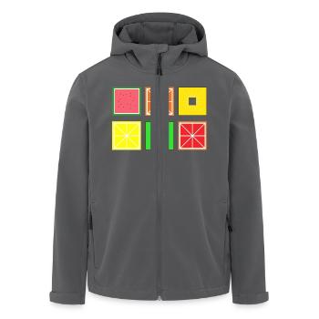 DIGITAL FRUITS - Pixel Frucht - Recycelte Männer Softshell-Jacke von Stanley/Stella - Anthrazit - Vorne - AI Model Male 185 light (185cm)
