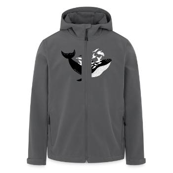 Wal mit Fischen und Möwen maritime Illustration - Recycelte Männer Softshell-Jacke von Stanley/Stella - Anthrazit - Vorne - AI Model Male 185 light (185cm)