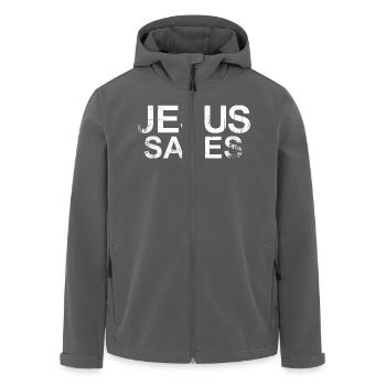 Jesus saves 2 - Recycelte Männer Softshell-Jacke von Stanley/Stella - Anthrazit - Vorne - AI Model Male 185 light (185cm)