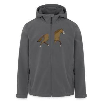 braunes Pferd rennt - Recycelte Männer Softshell-Jacke von Stanley/Stella - Anthrazit - Vorne - AI Model Male 185 light (185cm)