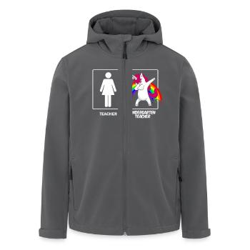 Teacher / Kindergarten Teacher Erzieherin Einhorn - Recycelte Männer Softshell-Jacke von Stanley/Stella - Anthrazit - Vorne - AI Model Male 185 light (185cm)