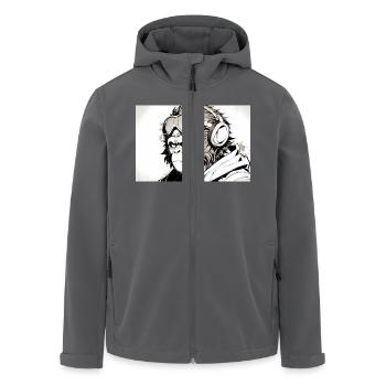 Cooler Affe im futuristischen Stil - Recycelte Männer Softshell-Jacke von Stanley/Stella - Anthrazit - Vorne - AI Model Male 185 light (185cm)