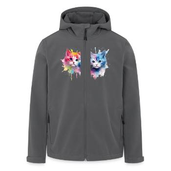 Farbenfrohe Britische Regenbogenkatzen - Recycelte Männer Softshell-Jacke von Stanley/Stella - Anthrazit - Vorne - AI Model Male 185 light (185cm)