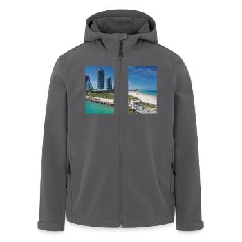 Miami Beach Piermit Wolkenkratzer - Recycelte Männer Softshell-Jacke von Stanley/Stella - Anthrazit - Vorne - AI Model Male 185 light (185cm)