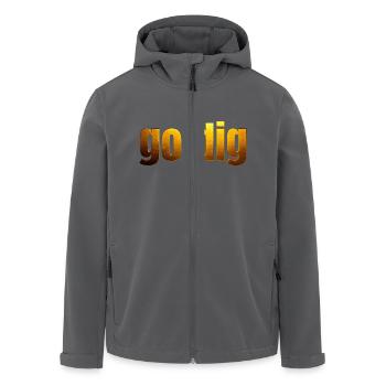 goldene Schrift goldig - Recycelte Männer Softshell-Jacke von Stanley/Stella - Anthrazit - Vorne - AI Model Male 185 light (185cm)