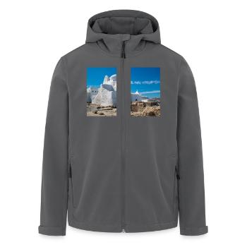 Mykonos Altstadt Kirche Panagia Paraportiani - Recycelte Männer Softshell-Jacke von Stanley/Stella - Anthrazit - Vorne - AI Model Male 185 light (185cm)
