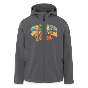 Urlaub am Meer | Sommerliche Atmosphäre | Muschel - Recycelte Männer Softshell-Jacke von Stanley/Stella - Anthrazit - Vorne - AI Model Male 185 light (185cm)