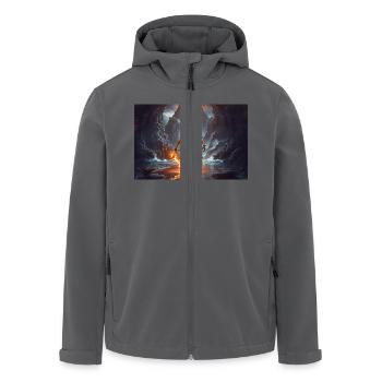 Tezcatlipoca, aztekischer Nachtgott mit Obsidianspiegel - Recycelte Männer Softshell-Jacke von Stanley/Stella - Anthrazit - Vorne - AI Model Male 185 light (185cm)