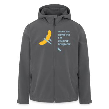 Bob: Wer anderen eine Bratwurst brät, der hat ein - Recycelte Männer Softshell-Jacke von Stanley/Stella - Anthrazit - Vorne - AI Model Male 185 light (185cm)