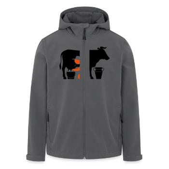 Bauer beim Melken einer Kuh - Recycelte Männer Softshell-Jacke von Stanley/Stella - Anthrazit - Vorne - AI Model Male 185 light (185cm)