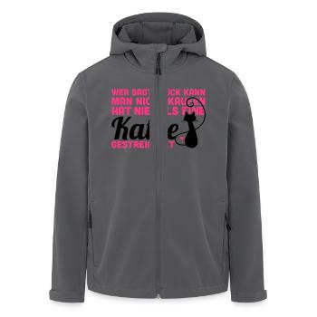 Katze: Glück kann man kaufen - Recycelte Männer Softshell-Jacke von Stanley/Stella - Anthrazit - Vorne - AI Model Male 185 light (185cm)