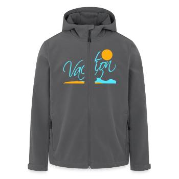 Vacation Spruch Text Sonne Strand Schriftzug Logo - Recycelte Männer Softshell-Jacke von Stanley/Stella - Anthrazit - Vorne - AI Model Male 185 light (185cm)