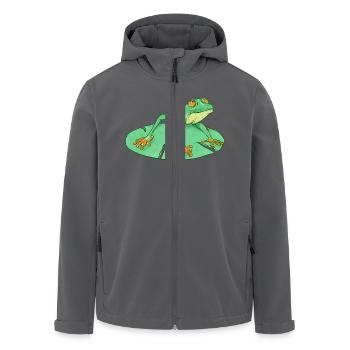 Cute green frog on a lilypad - Recycelte Männer Softshell-Jacke von Stanley/Stella - Anthrazit - Vorne - AI Model Male 185 light (185cm)