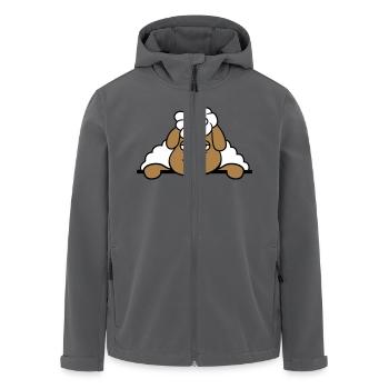 Schaf Müde Gelangweilt Hinter Zaun Mauer Schild - Recycelte Männer Softshell-Jacke von Stanley/Stella - Anthrazit - Vorne - AI Model Male 185 light (185cm)