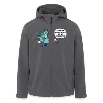 Lustig Geografie Die ganze Welt auf den Schultern - Recycelte Männer Softshell-Jacke von Stanley/Stella - Anthrazit - Vorne - AI Model Male 185 light (185cm)