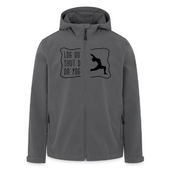 Yoga: Logout, shut down, do yoga - Recycelte Männer Softshell-Jacke von Stanley/Stella - Anthrazit - Vorne - AI Model Male 185 light (185cm)