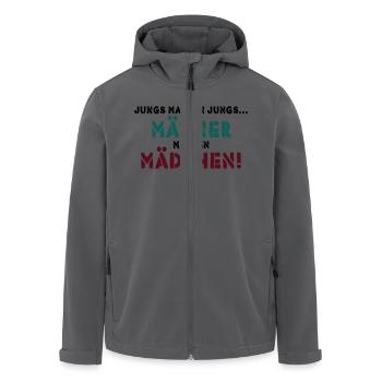 JUNGS MACHEN JUNGS - Recycelte Männer Softshell-Jacke von Stanley/Stella - Anthrazit - Vorne - AI Model Male 185 light (185cm)