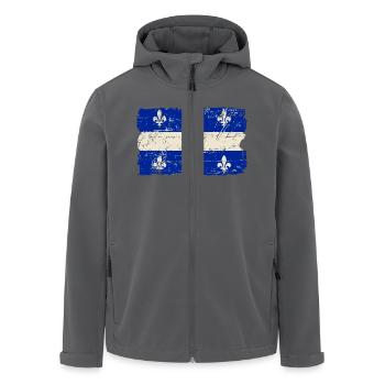 Québec Flag - Canada - Vintage Look - Recycelte Männer Softshell-Jacke von Stanley/Stella - Anthrazit - Vorne - AI Model Male 185 light (185cm)