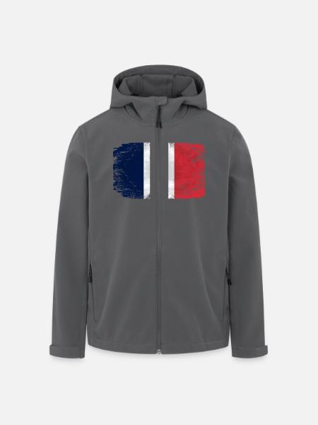 France Flag - Vintage Look - Recycelte Männer Softshell-Jacke von Stanley/Stella - Anthrazit