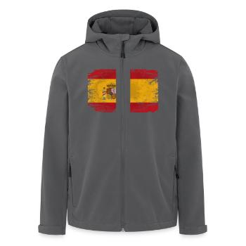 Spain Flag - Vintage Look - Recycelte Männer Softshell-Jacke von Stanley/Stella - Anthrazit - Vorne - AI Model Male 185 light (185cm)