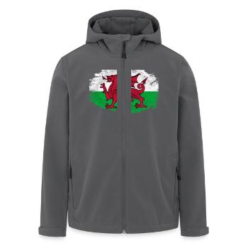 Wales Flag - Vintage Look - Recycelte Männer Softshell-Jacke von Stanley/Stella - Anthrazit - Vorne - AI Model Male 185 light (185cm)