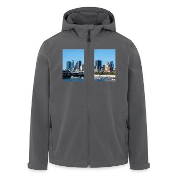 Panoramablick auf die Skyline von Montreal vom Hafen aus - Recycelte Männer Softshell-Jacke von Stanley/Stella - Anthrazit - Vorne - AI Model Male 185 light (185cm)