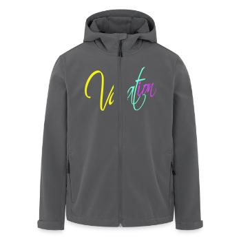 Vacation Spruch Text Insel Strand Schriftzug Logo - Recycelte Männer Softshell-Jacke von Stanley/Stella - Anthrazit - Vorne - AI Model Male 185 light (185cm)