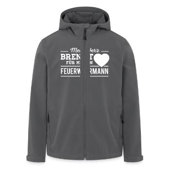 Feuerwehrmann Herz Feuerwehr - Recycelte Männer Softshell-Jacke von Stanley/Stella - Anthrazit - Vorne - AI Model Male 185 light (185cm)