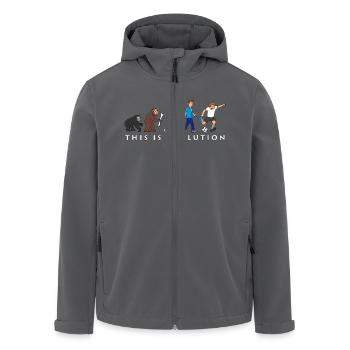 evolution_fussball_comic_a - Recycelte Männer Softshell-Jacke von Stanley/Stella - Anthrazit - Vorne - AI Model Male 185 light (185cm)