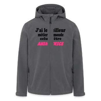 J'ai le meilleur métier du monde : animatrice - Recycelte Männer Softshell-Jacke von Stanley/Stella - Anthrazit - Vorne - AI Model Male 185 light (185cm)
