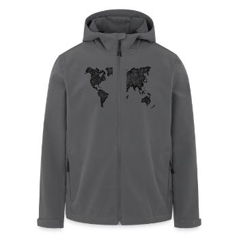 Weltkarte Handmade Dots Dot Painting schwarz - Recycelte Männer Softshell-Jacke von Stanley/Stella - Anthrazit - Vorne - AI Model Male 185 light (185cm)