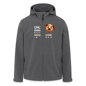 Lustig, Zocken hält Aggromone in Schach, Englisch - Recycelte Männer Softshell-Jacke von Stanley/Stella - Anthrazit - Vorne - AI Model Male 185 light (185cm)