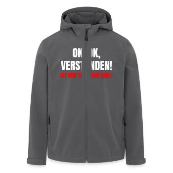 Ok, ok, verstanden! Ist mir trotzdem egal! - Recycelte Männer Softshell-Jacke von Stanley/Stella - Anthrazit - Vorne - AI Model Male 185 light (185cm)