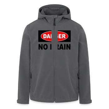 DANGER No Brain – Lustiges Warnschild Motiv - Recycelte Männer Softshell-Jacke von Stanley/Stella - Anthrazit - Vorne - AI Model Male 185 light (185cm)