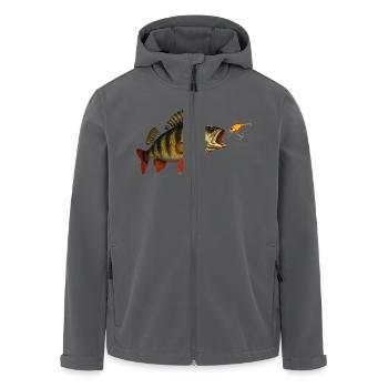 Barsch beim Biss – Raubfisch & Wobbler Design - Recycelte Männer Softshell-Jacke von Stanley/Stella - Anthrazit - Vorne - AI Model Male 185 light (185cm)