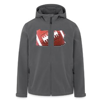 Football in der Pennsylvania State Landkarte - Recycelte Männer Softshell-Jacke von Stanley/Stella - Anthrazit - Vorne - AI Model Male 185 light (185cm)
