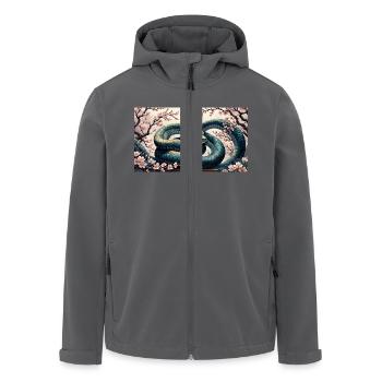 Kirschblüte im Jahr der Schlange - Recycelte Männer Softshell-Jacke von Stanley/Stella - Anthrazit - Vorne - AI Model Male 185 light (185cm)