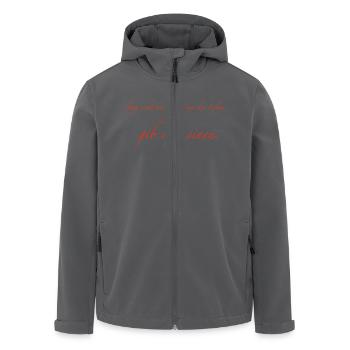 frag nicht nach dem Sinn des Lebens - Recycelte Männer Softshell-Jacke von Stanley/Stella - Anthrazit - Vorne - AI Model Male 185 light (185cm)