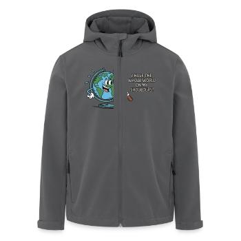 Lustig Geografie Die ganze Welt auf den Schultern - Recycelte Männer Softshell-Jacke von Stanley/Stella - Anthrazit - Vorne - AI Model Male 185 light (185cm)