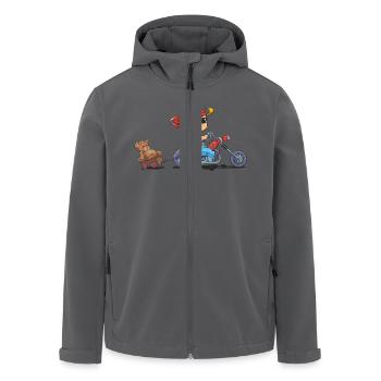 CD - Baby Biker mit Teddy Bär Anhänger - Kinder - Recycelte Männer Softshell-Jacke von Stanley/Stella - Anthrazit - Vorne - AI Model Male 185 light (185cm)