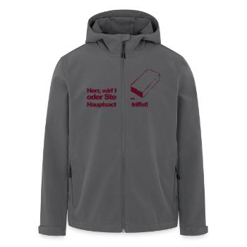 Hirn oder Steine (md) - Recycelte Männer Softshell-Jacke von Stanley/Stella - Anthrazit - Vorne - AI Model Male 185 light (185cm)