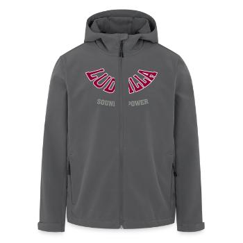 Ludmilla Schriftzug Sound of Power - Recycelte Männer Softshell-Jacke von Stanley/Stella - Anthrazit - Vorne - AI Model Male 185 light (185cm)