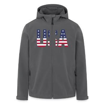 USA farbig - Recycelte Männer Softshell-Jacke von Stanley/Stella - Anthrazit - Vorne - AI Model Male 185 light (185cm)
